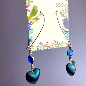 Vintage 80s favorite pair of hoop earrings with sapphire crystal gunmetal cool